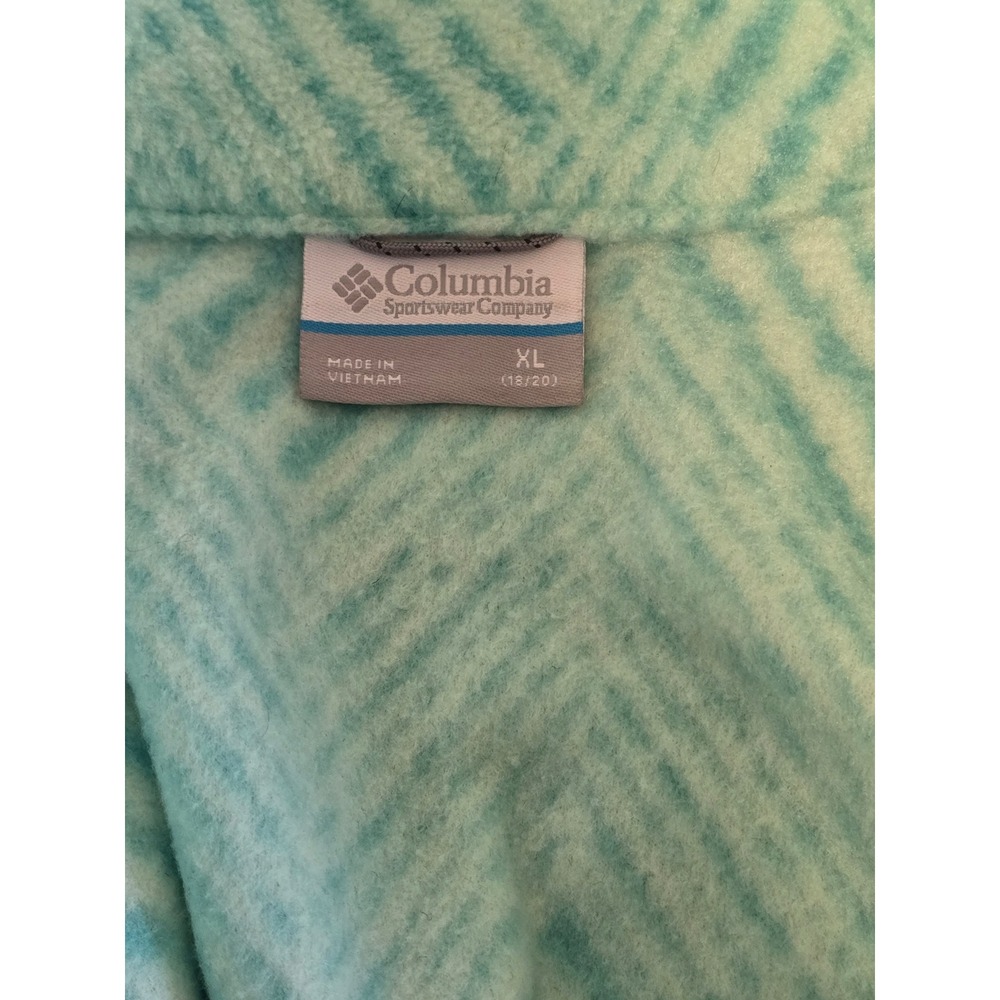 🆕️ NWOT Columbia Womens Mint Green Chevron Full Zip Fleece Jacket XG6004 Size L - Picture 10 of 14